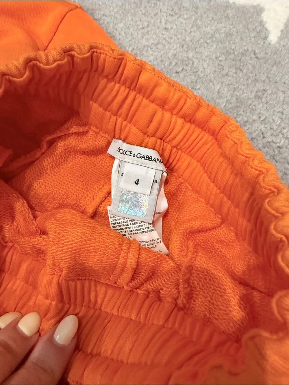2 pieceDolce & Gabbana Orange Quilted-Sleeve Hooded Sweatshirt &Sweatpant set